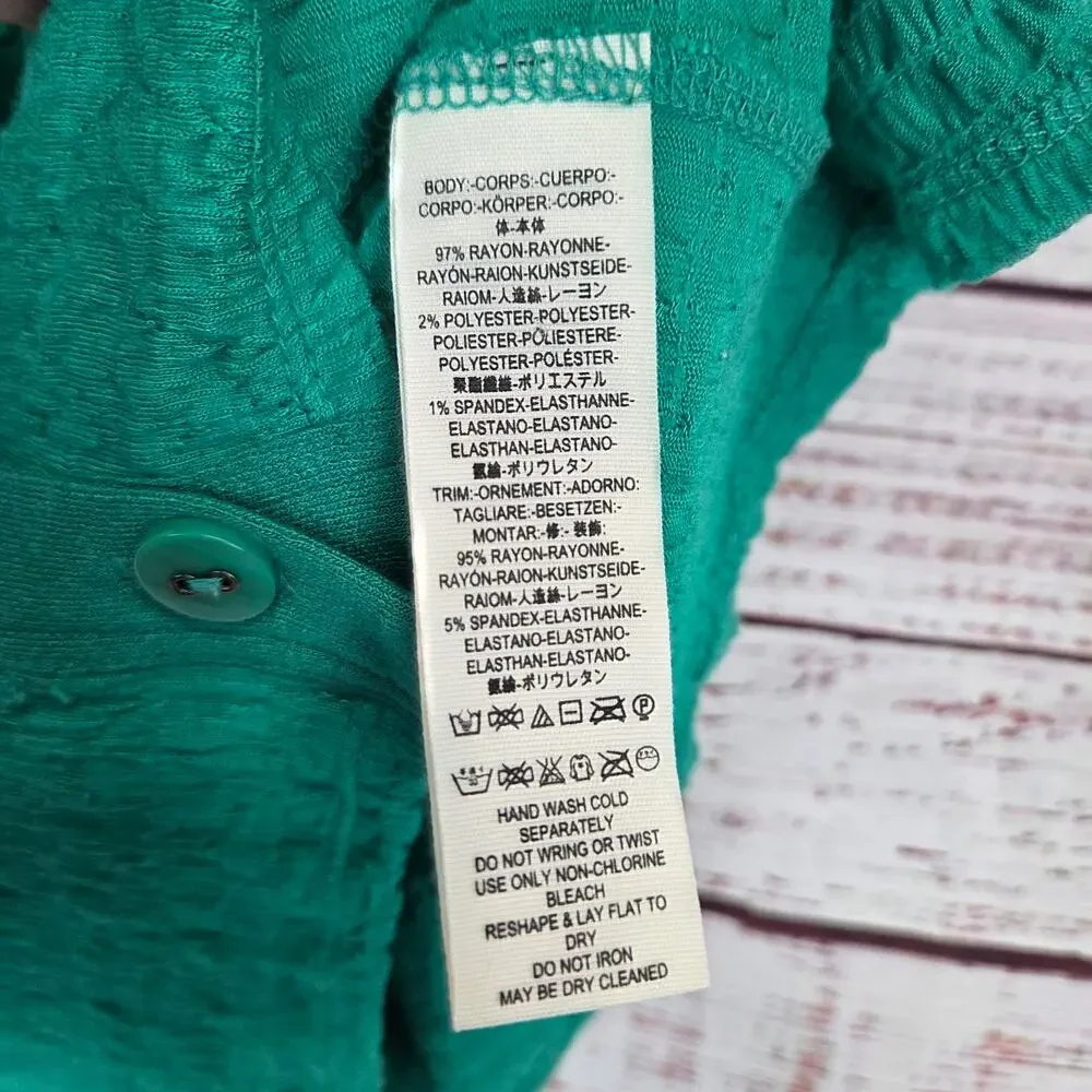 Free People Ohana Off Shoulder Smocked Crop Top XL Green Bloomcore Festival Vaca